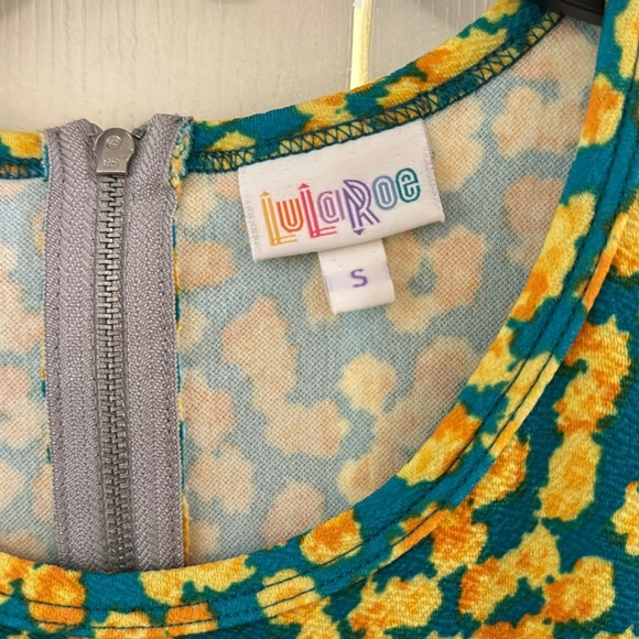 Yellow and green LuLaRoe fit and flare dress with pockets. Size small. - Picture 3 of 3